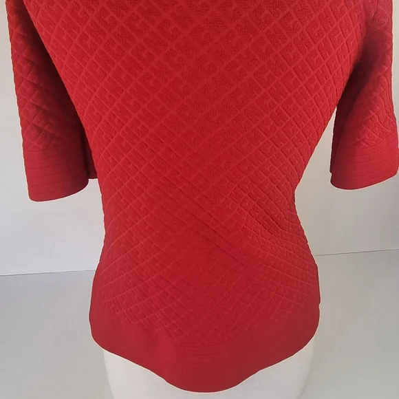 Carolina Herrera Chic Red Textured Knit Top Sz S - Picture 3 of 12